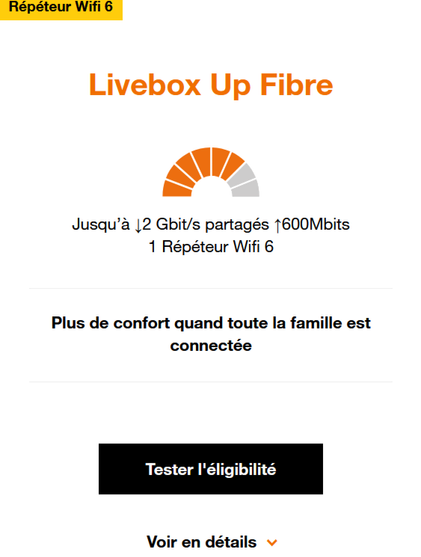 Carte produit Orange Livebox Up Fibre