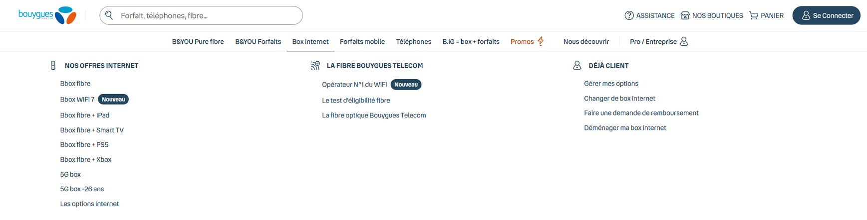 Lien vers le WiFi N°1 dans la navigation Box Internet